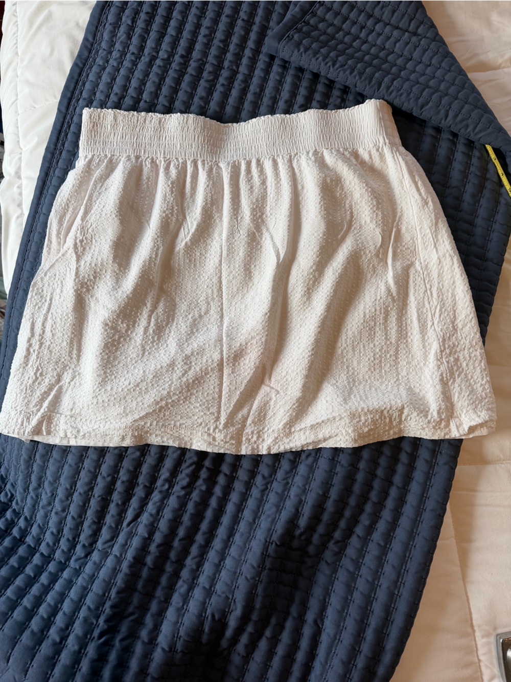LOFT White Smocked Waist Midi Skirt